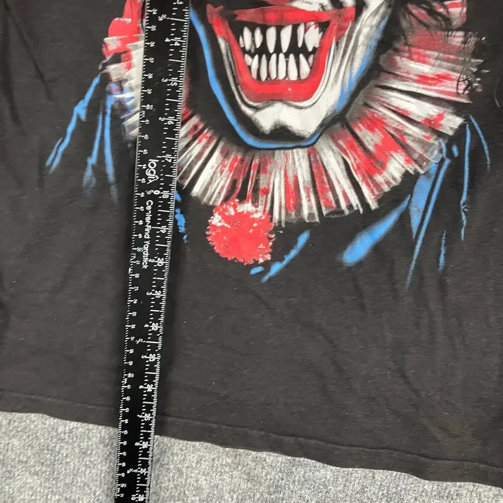 Halloween Clown‎ T-Shirt Mens Size S Black Creepy Evil Costume Graphic Tee